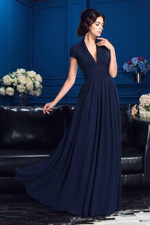 Kurze Ärmeln A-Linie V-Ausschnitt Chiffon Brautmutterkleid mit Reißverschluss