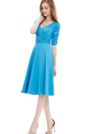 Gerüschtes Halbe Ärmeln Reißverschluss Chiffon Knielanges Cocktailkleid