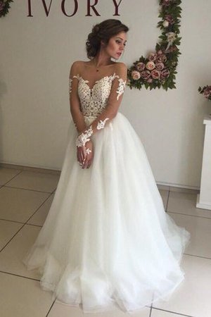 Sweep Zug A Linie Prinzessin Langärmeliges Brautkleid aus Organza