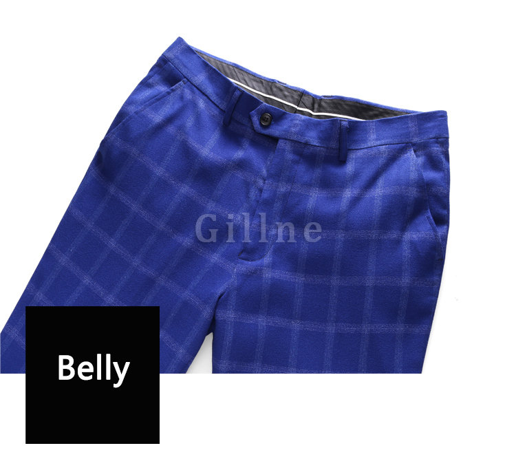 Blau Blazer Plaid Jacke + Weste + Hose Asiatischen