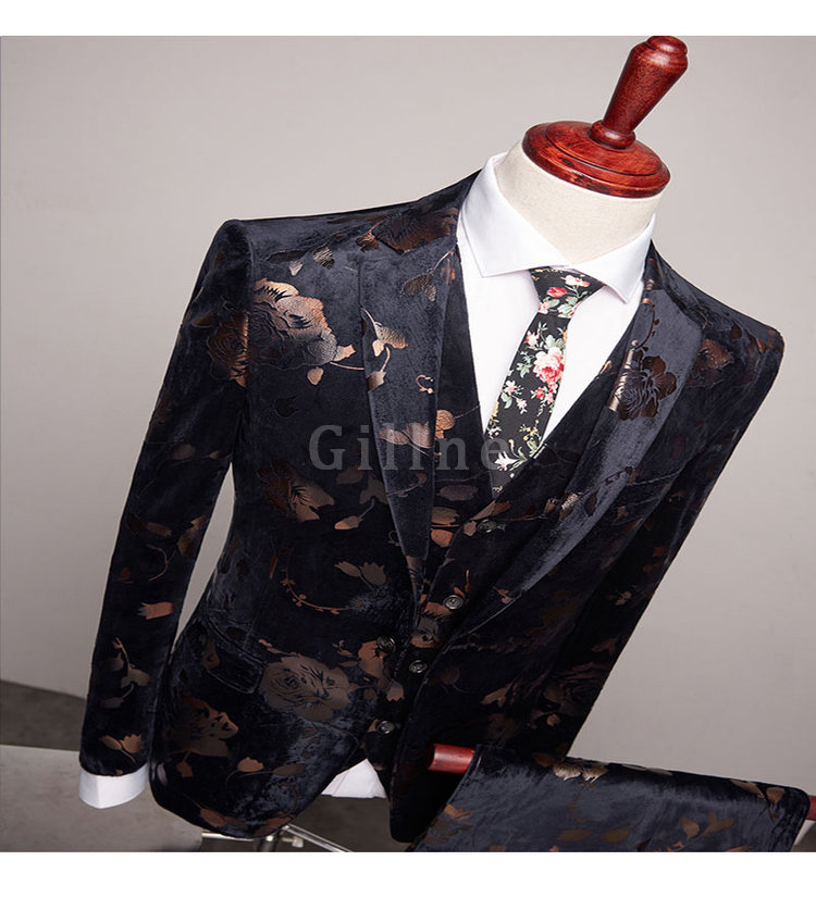 Fashion Floral High-end-marke Asiatische Bankett Herren Smoking Slim Fit