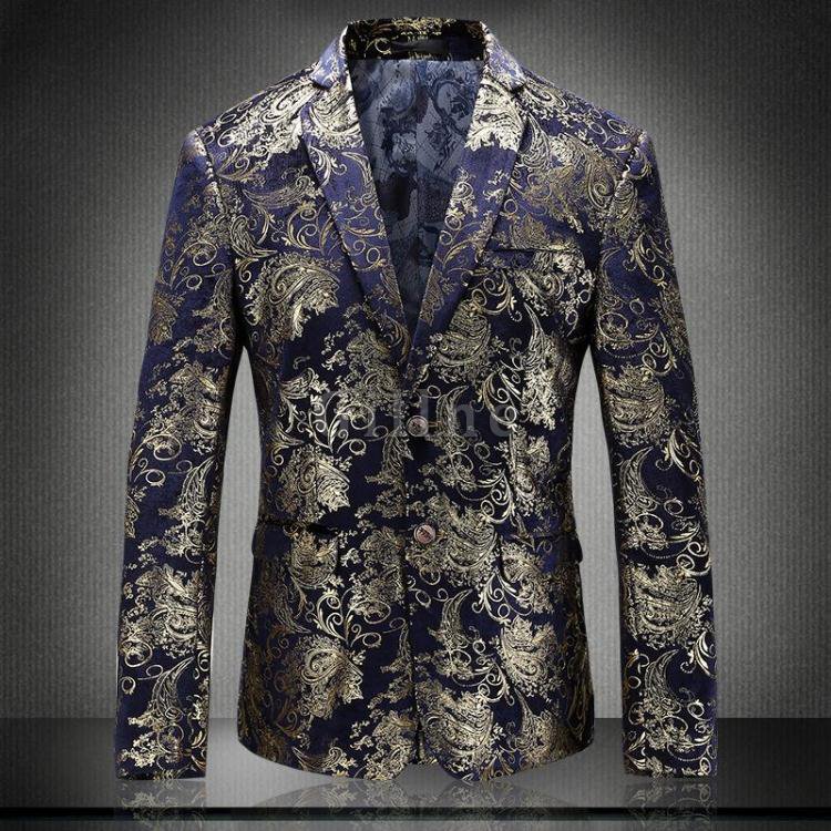 Neue Männer Casual Blazer Jacke Trend Mode Blume