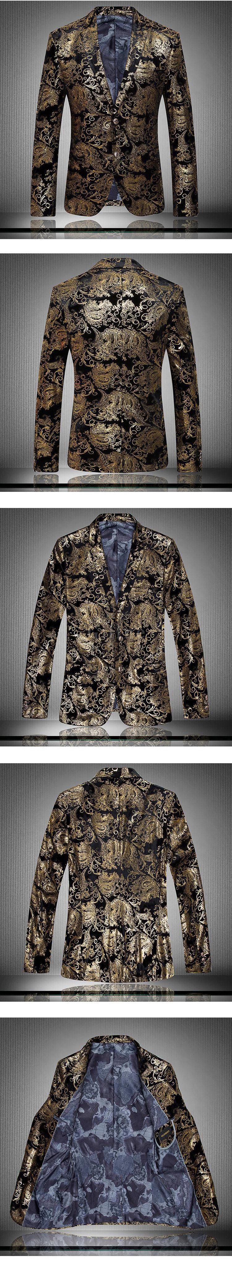 Gold Designermarke Jacke Blazer Masculino Lässig