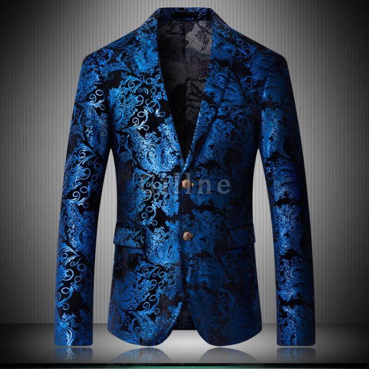 Neue Männer Casual Blazer Jacke Trend Mode Blume