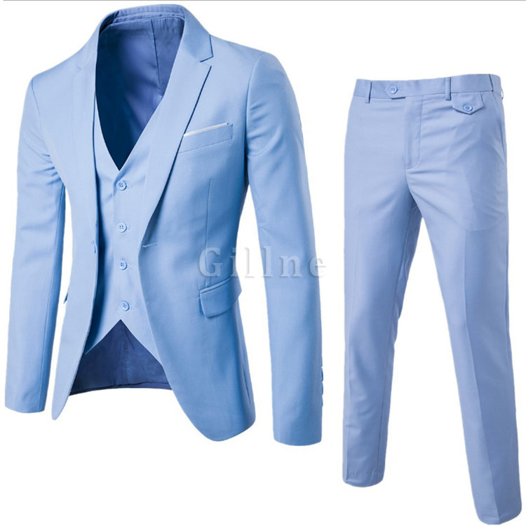 3 Stück Anzug Blazer Weste Hose Blazer Hochzeit Mantel