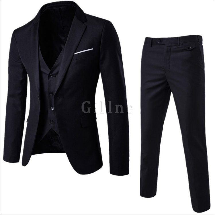 3 Stück Anzug Blazer Weste Hose Blazer Hochzeit Mantel