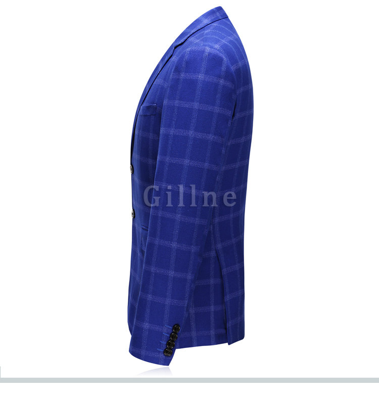 Blau Blazer Plaid Jacke + Weste + Hose Asiatischen