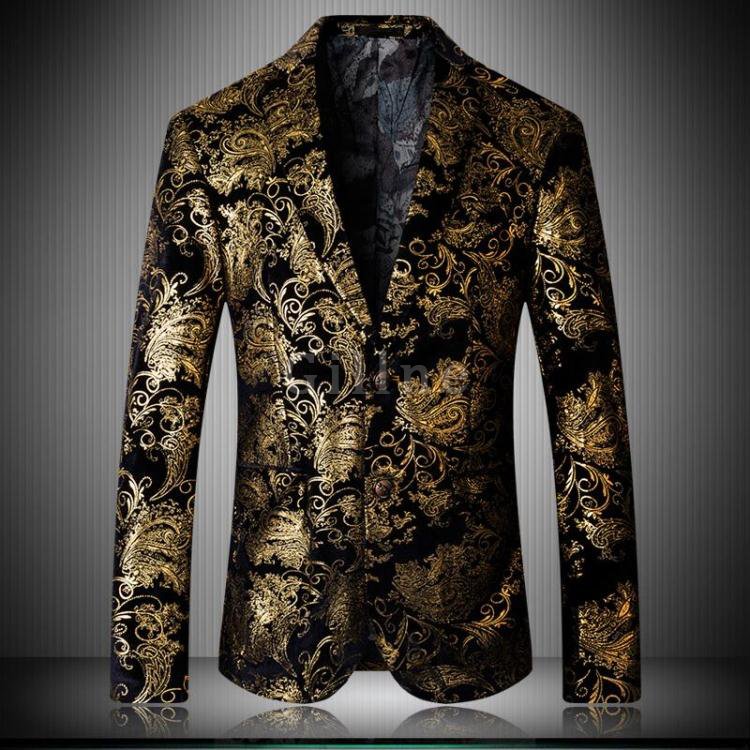 Neue Männer Casual Blazer Jacke Trend Mode Blume