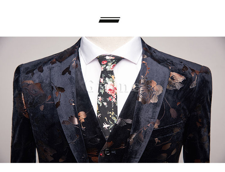 Fashion Floral High-end-marke Asiatische Bankett Herren Smoking Slim Fit