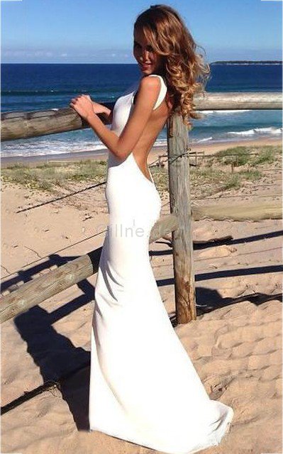 Meerjungfrau Stil Plissiertes Elegantes Schlichtes Brautkleid mit Juwel Ausschnitt