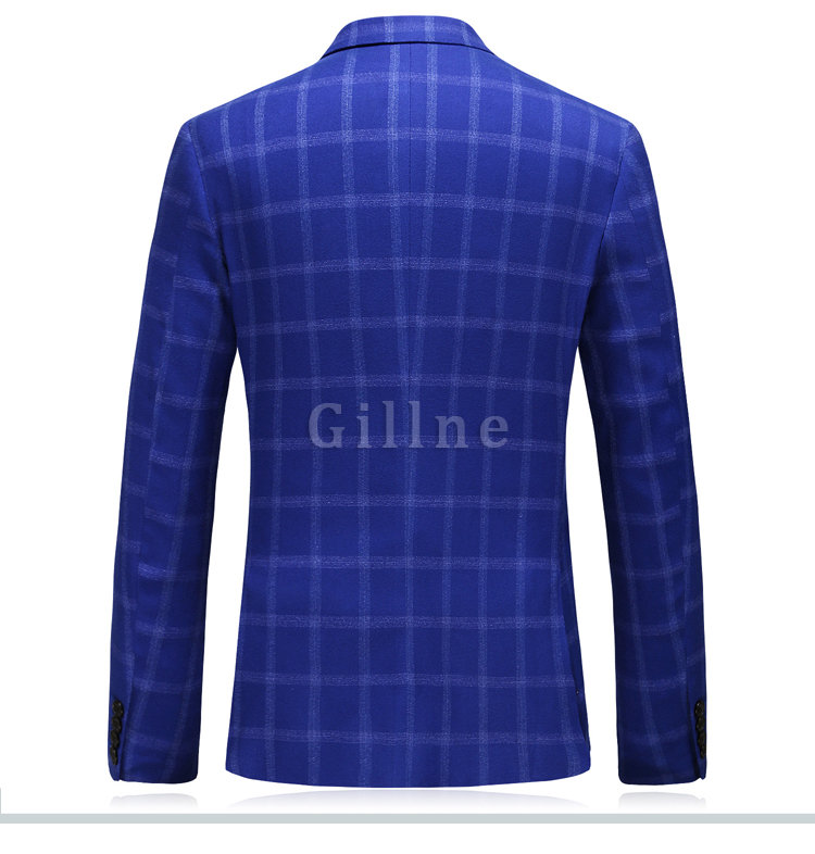 Blau Blazer Plaid Jacke + Weste + Hose Asiatischen