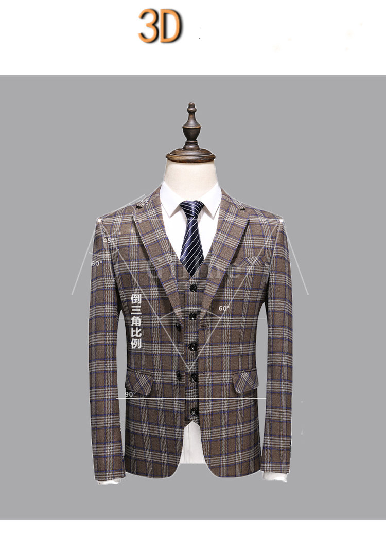 Einreiher Blazer Plaid Slim Fit Männer Anzug Luxus