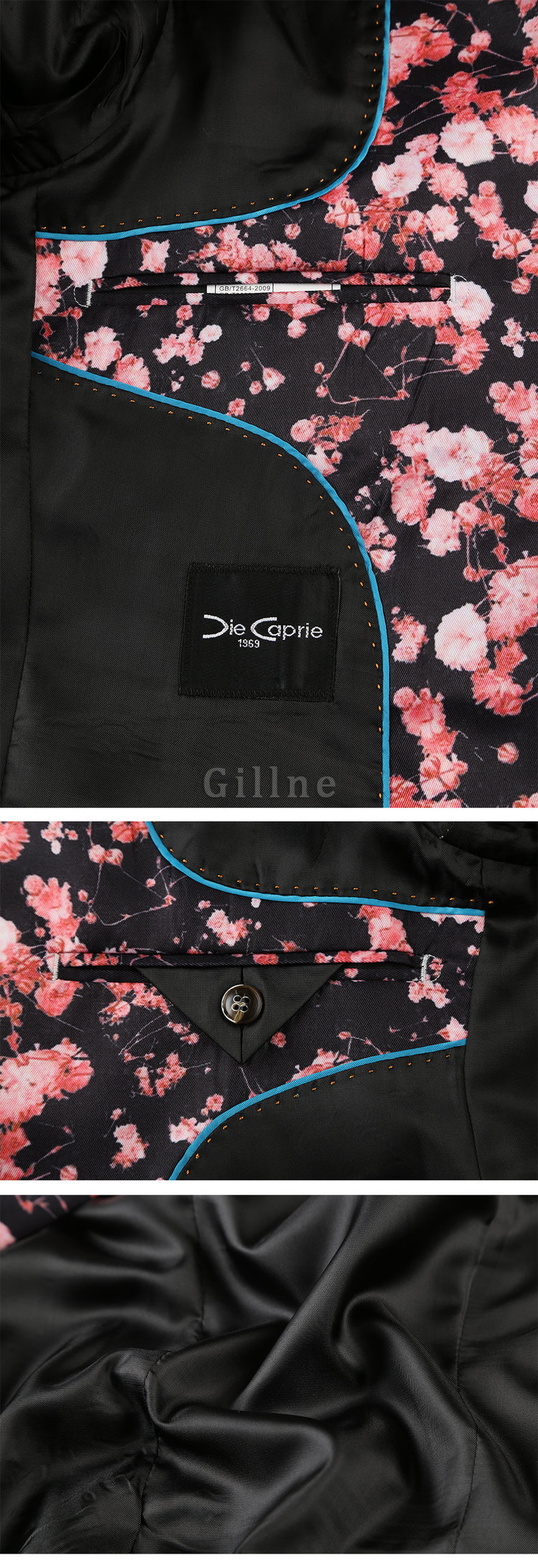 Floral Anzüge Für Männer Elegante Schwarz Jacke