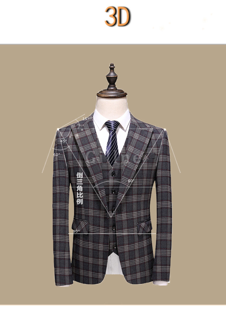 Jacke Slim Fit Anzug Plaid Anzüge Weste Business Hochzeit