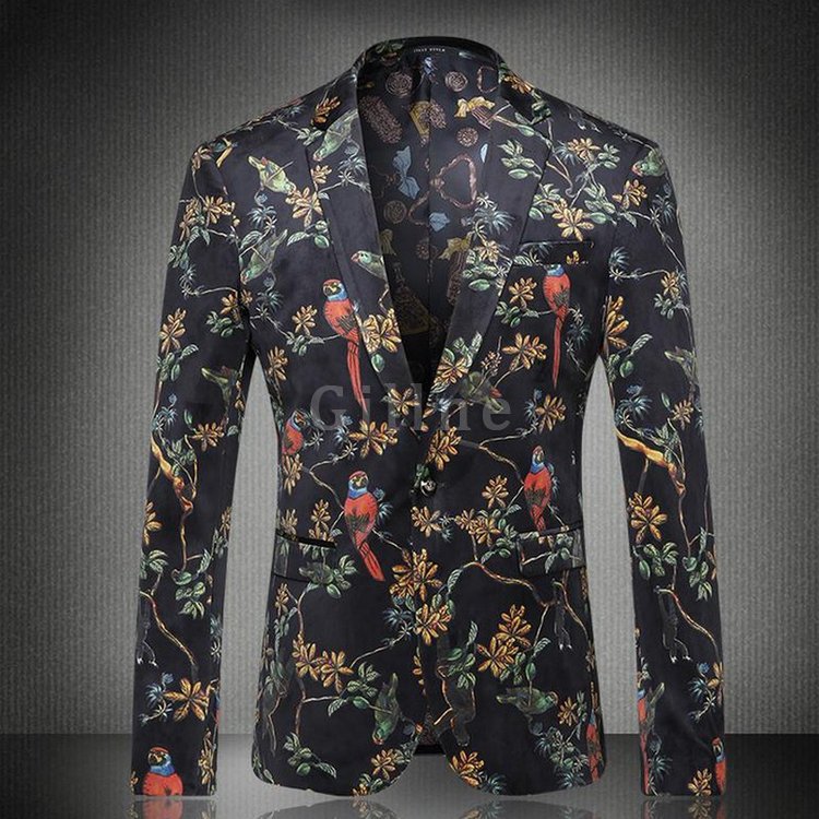 Jaqueta Masculina Mode Floral Blazer Kostüm Homme