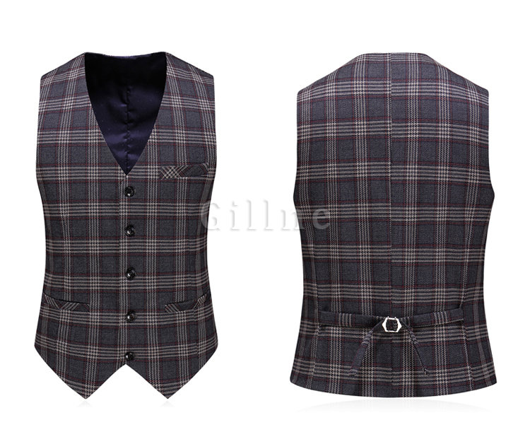 Jacke Slim Fit Anzug Plaid Anzüge Weste Business Hochzeit