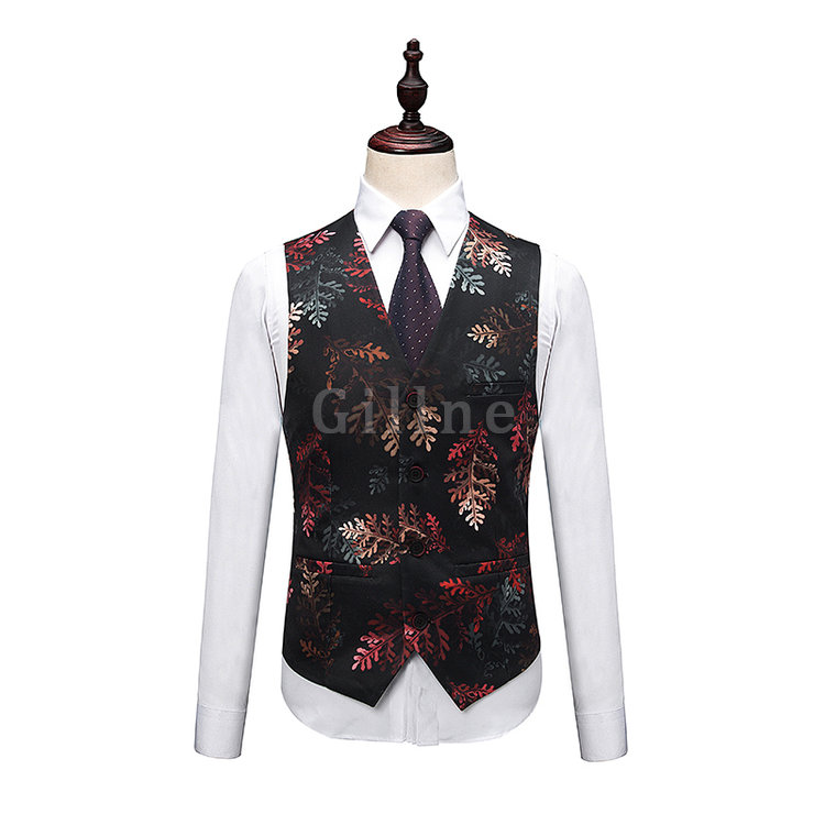 Mode Smoking 3 Stücke Anzug Blazer Groomsmen Floral