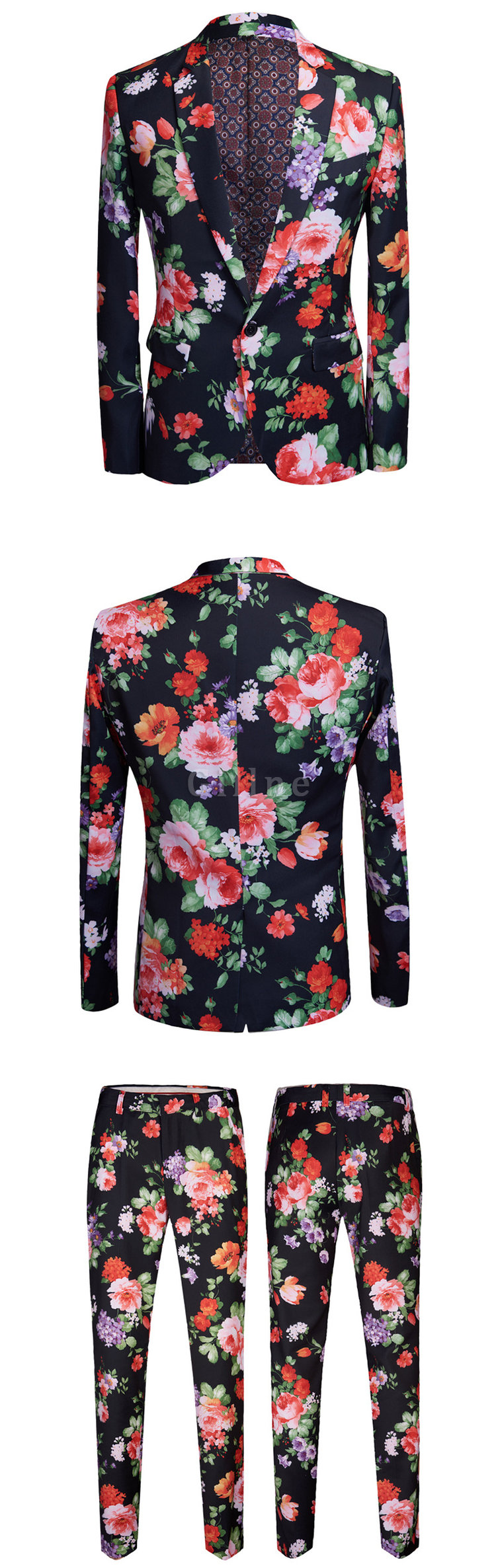 Print Blume Prom Leistung Anzug Mode Männer Casual Boutique