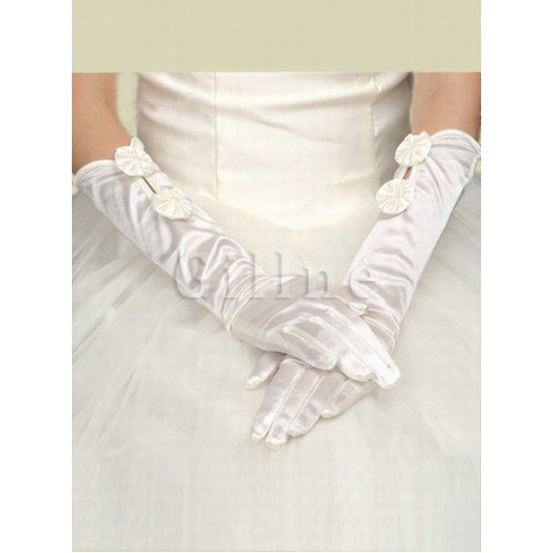 Süß Taft Mit Blumen Weiß Chic|Modern Brauthandschuhe