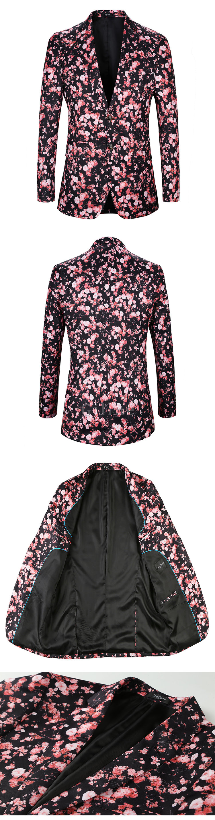 Floral Anzüge Für Männer Elegante Schwarz Jacke