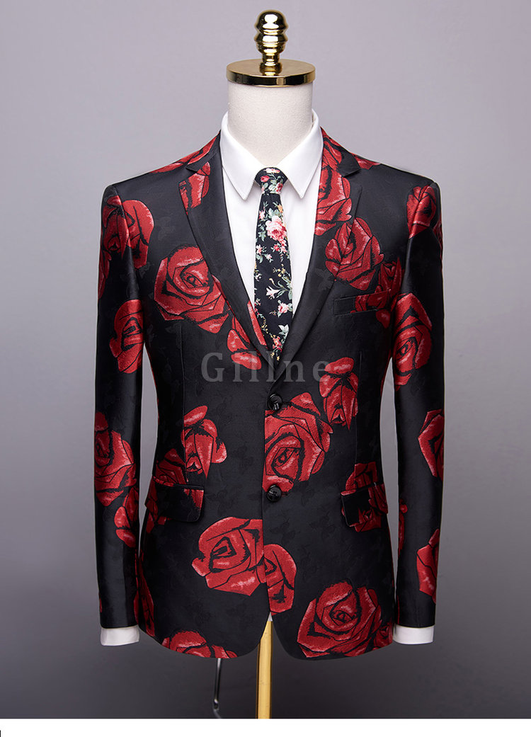 Prom Anzüge Männer Anzug Set 2 Stücke Party Rose Blume Slim Fit Herren