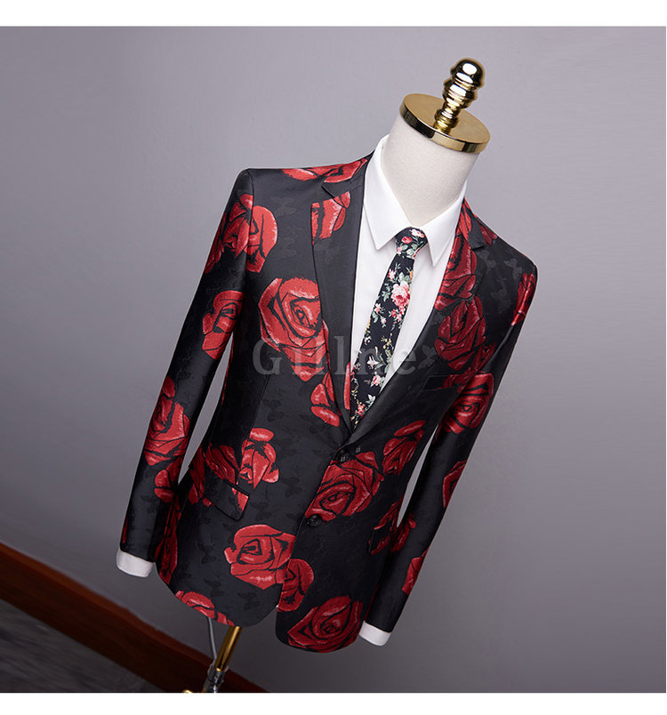 Prom Anzüge Männer Anzug Set 2 Stücke Party Rose Blume Slim Fit Herren