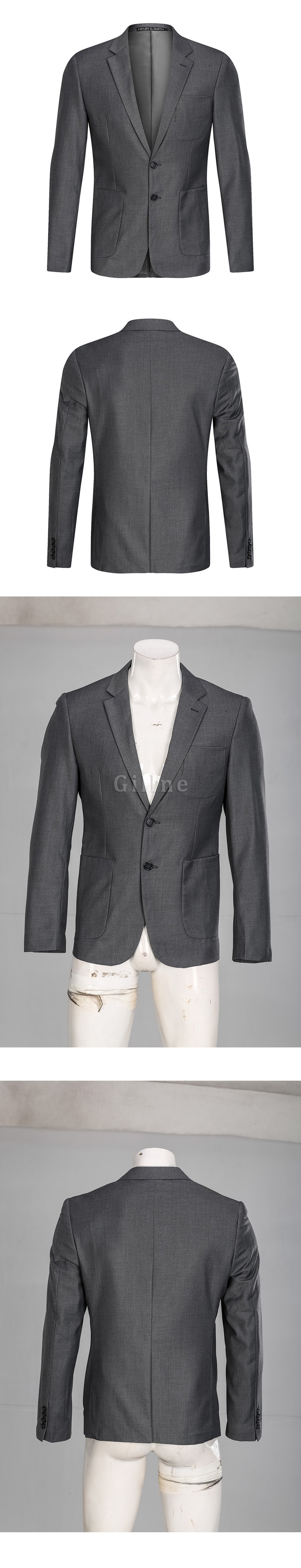 Baumwolle Männlichen Jacken Grau Casual Blazer Masculino