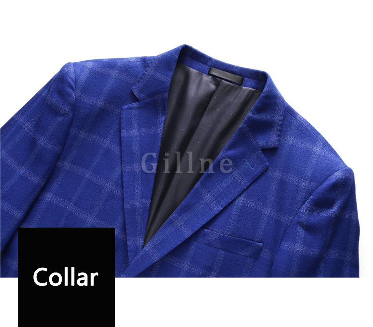 Blau Blazer Plaid Jacke + Weste + Hose Asiatischen