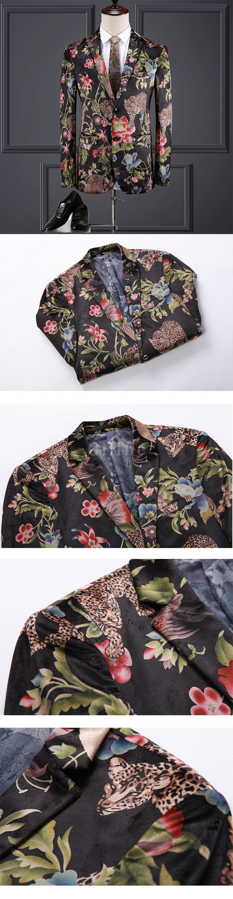 Smoking Homme Herren Tiger Neue Design Casual Floral