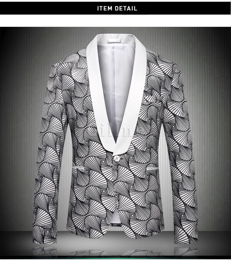 Hochzeit Blazer Slim Fit Print Top Qualität Blazer Koreanische Beiläufige