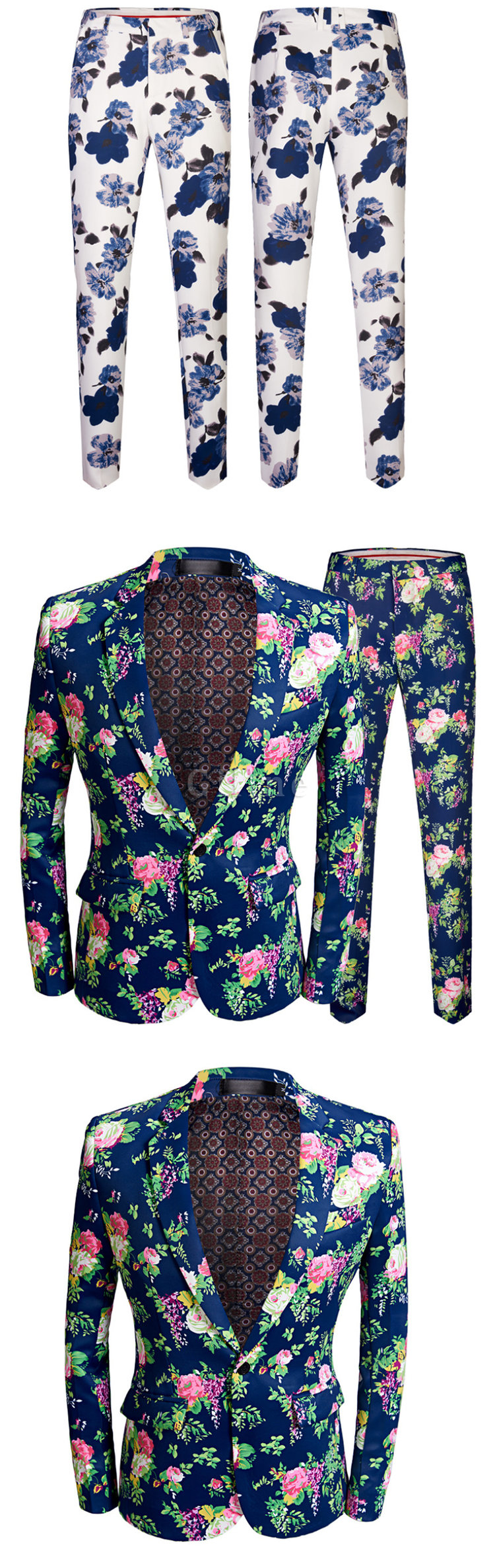 Print Blume Prom Leistung Anzug Mode Männer Casual Boutique