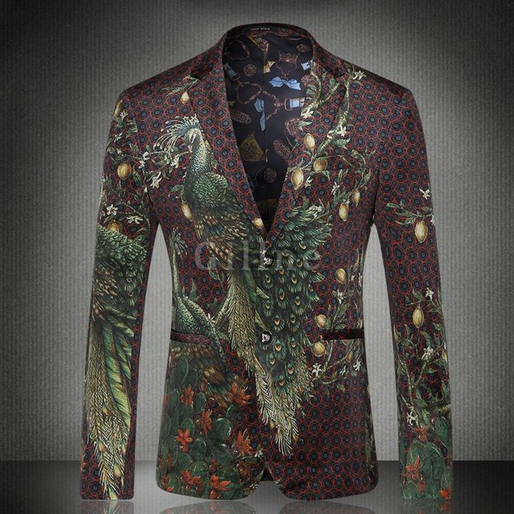 Mens Fashion Print Blazer Masculino Slim Fit Blazer Hombre