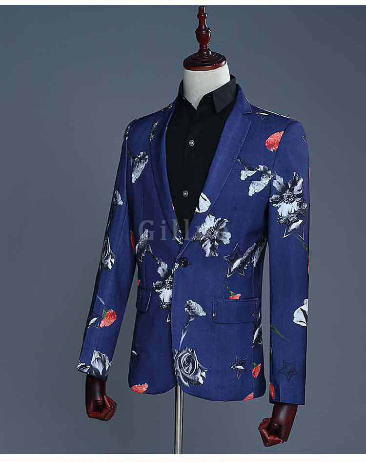 Schwarz Herren Floral Homme Blazer Hosen Sommer Herbst