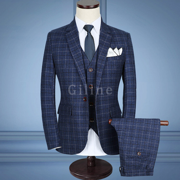 Blau Hochzeit Kleid Marke Qualität Grau Anzüge Männer
