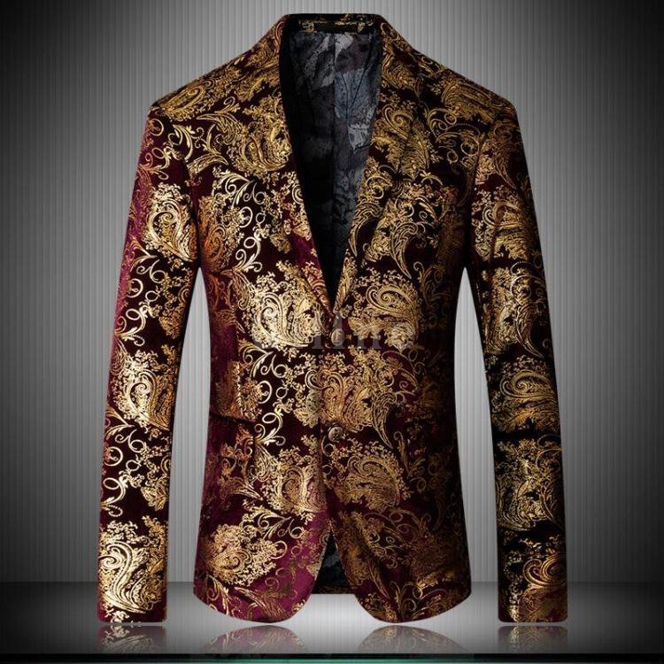 Neue Männer Casual Blazer Jacke Trend Mode Blume