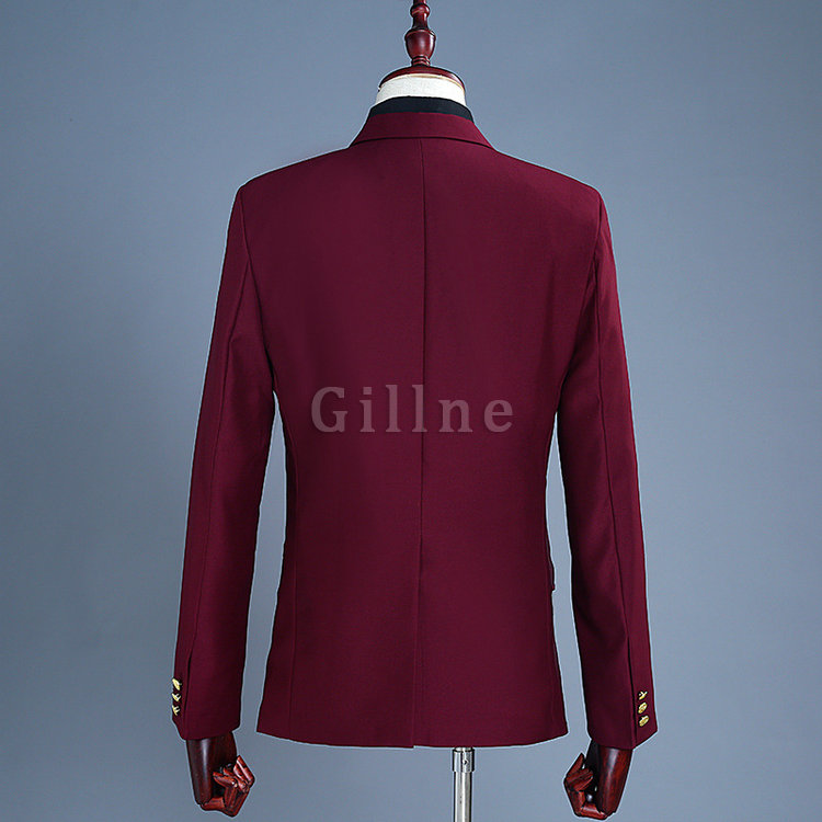 Langarm Männer Blazer Wein Rot Hose Casual Kostüm