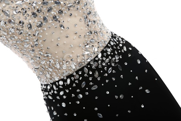 V-Ausschnitt Normale Taille Bescheidenes Attraktives Abendkleid mit Perlen
