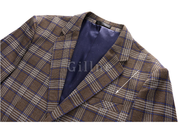 Einreiher Blazer Plaid Slim Fit Männer Anzug Luxus