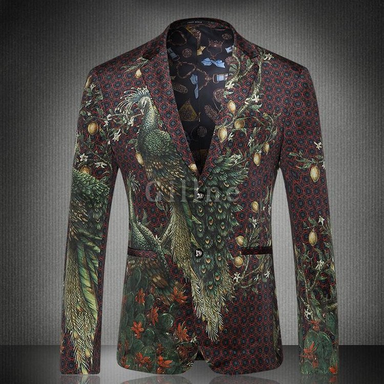 Mens Fashion Print Blazer Masculino Slim Fit Blazer Hombre