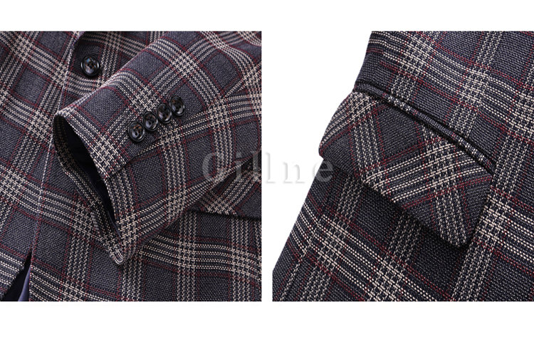 Jacke Slim Fit Anzug Plaid Anzüge Weste Business Hochzeit