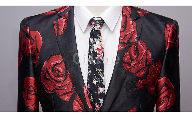 Prom Anzüge Männer Anzug Set 2 Stücke Party Rose Blume Slim Fit Herren