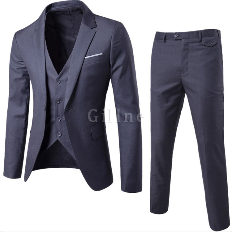 3 Stück Anzug Blazer Weste Hose Blazer Hochzeit Mantel