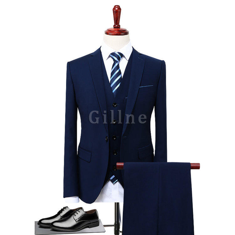 Business Casual Männer Anzug 3 Stück Asiatische {blazer Slim Fit Einfarbig