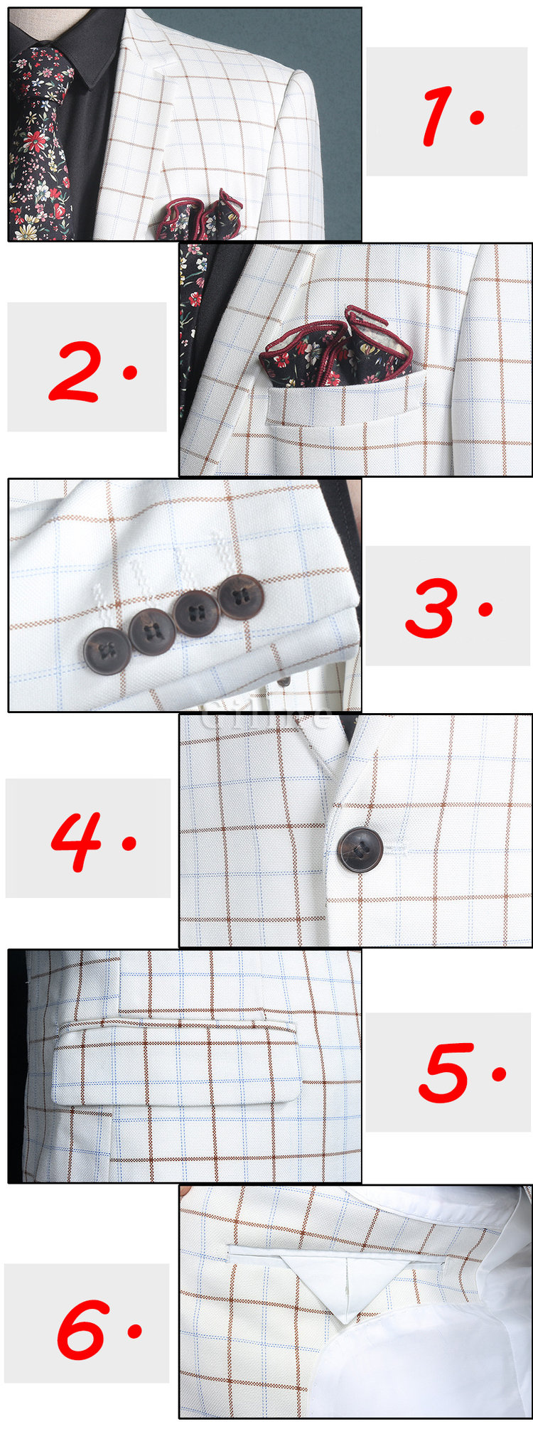 Büro 3 Stücke Hochzeit Anzüge Für Männer Anzug Männer Slim Fit Plaid